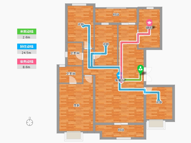 浙江省-湖州市-新黄浦四象府-130.07-户型库-动静线