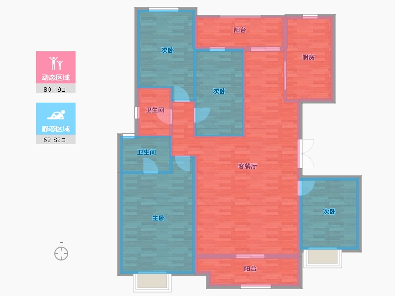 浙江省-湖州市-新黄浦四象府-130.07-户型库-动静分区