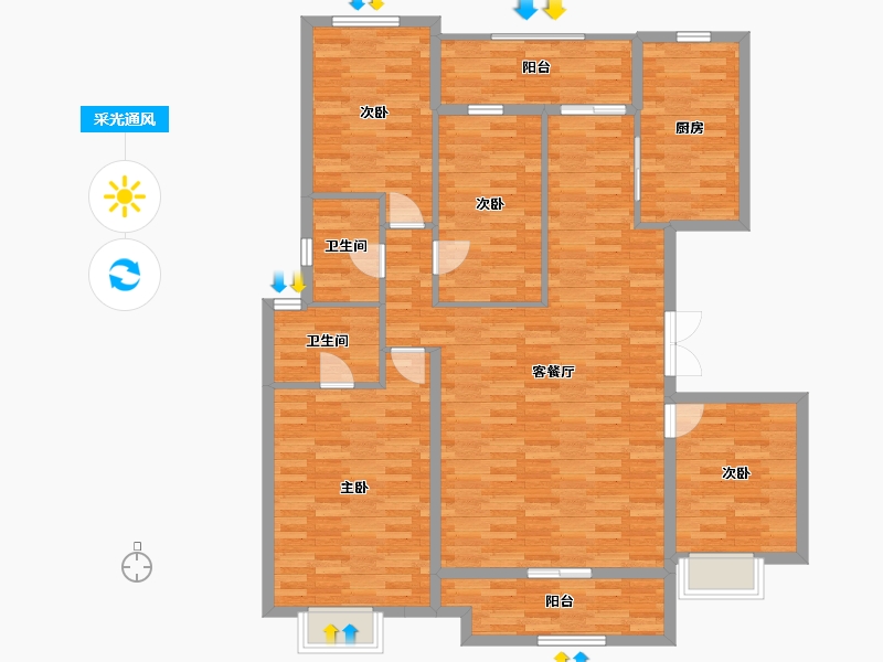 浙江省-湖州市-新黄浦四象府-130.07-户型库-采光通风