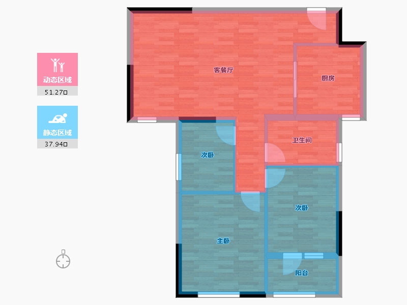 湖北省-黄冈市-珑湖半岛-80.72-户型库-动静分区