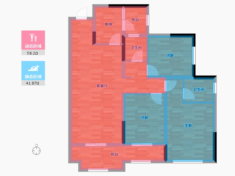 四川省-遂宁市-天鹅堡-88.48-户型库-动静分区