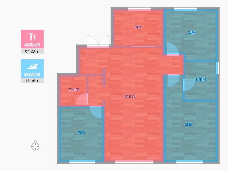 辽宁省-沈阳市-万科翡翠滨江-87.03-户型库-动静分区