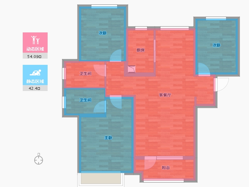 河北省-石家庄市-璟华苑-85.37-户型库-动静分区