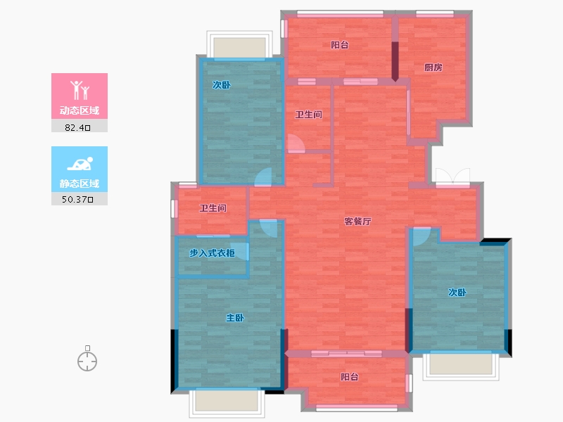 湖北省-武汉市-半岛蓝湾-119.99-户型库-动静分区