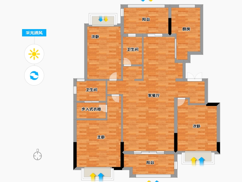 湖北省-武汉市-半岛蓝湾-119.99-户型库-采光通风