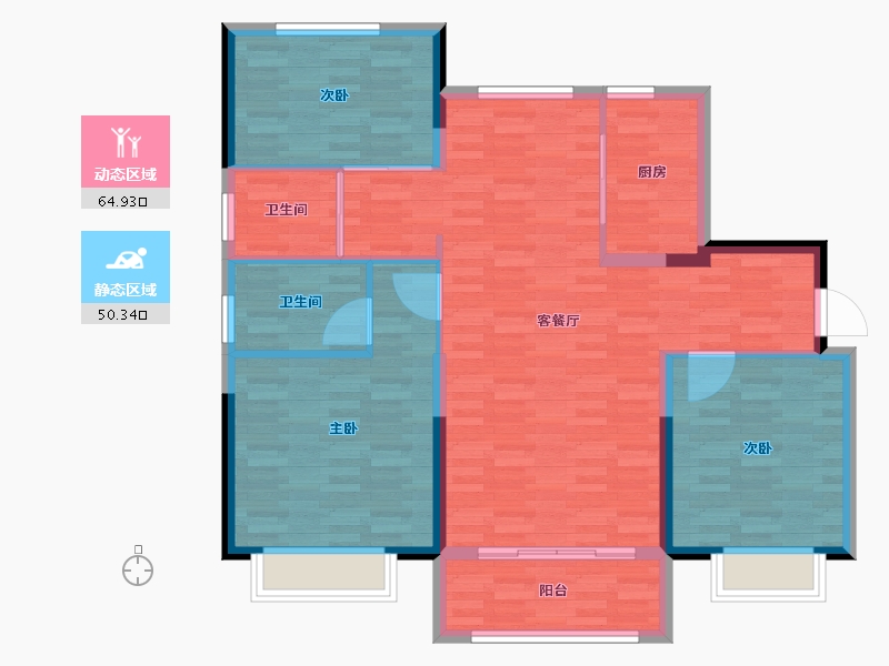 山东省-济宁市-碧桂园济州府领域-105.00-户型库-动静分区