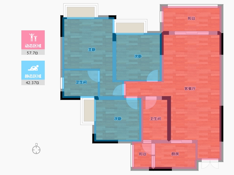 贵州省-铜仁市-世纪凯旋-88.84-户型库-动静分区