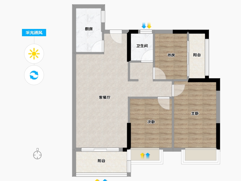 广东省-广州市-恒展・江山时代花园-72.96-户型库-采光通风