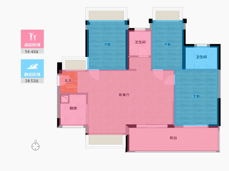 广东省-深圳市-泰丰枫林岸-85.87-户型库-动静分区