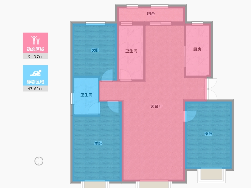 黑龙江省-哈尔滨市-东鸿·艺境-101.00-户型库-动静分区