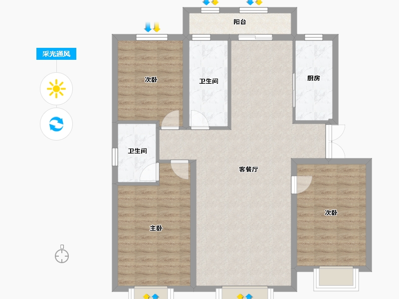 黑龙江省-哈尔滨市-东鸿·艺境-101.00-户型库-采光通风