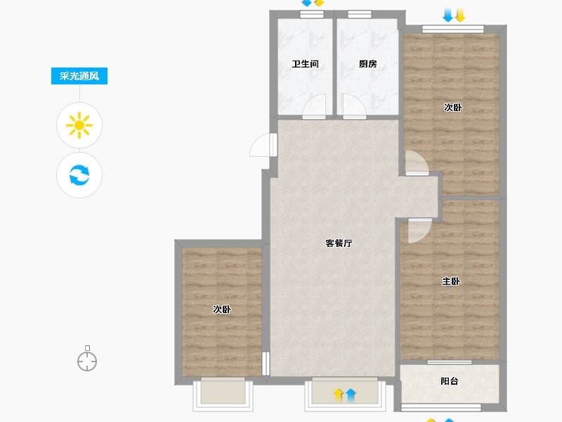 山东省-淄博市-博晨盛园-90.00-户型库-采光通风