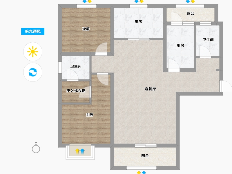 陕西省-西安市-汇悦城-90.59-户型库-采光通风