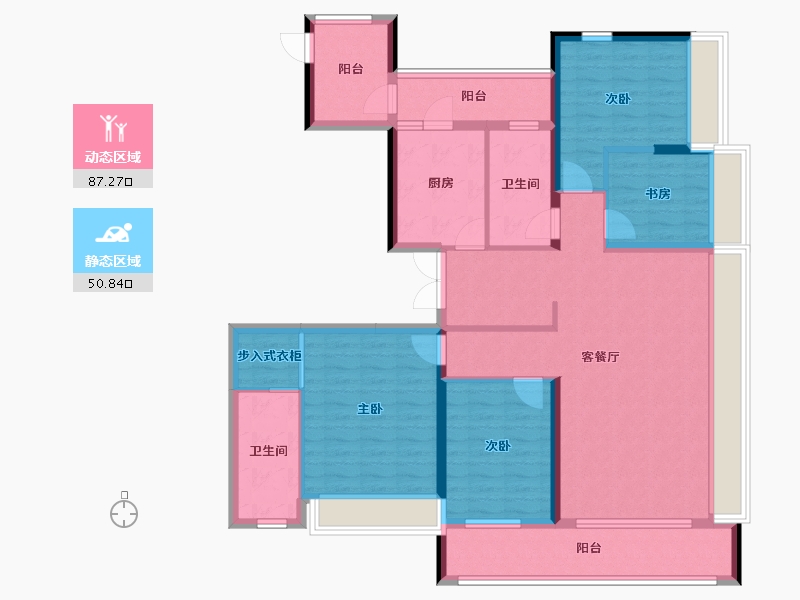 浙江省-温州市-乐清富力中央公园-123.69-户型库-动静分区