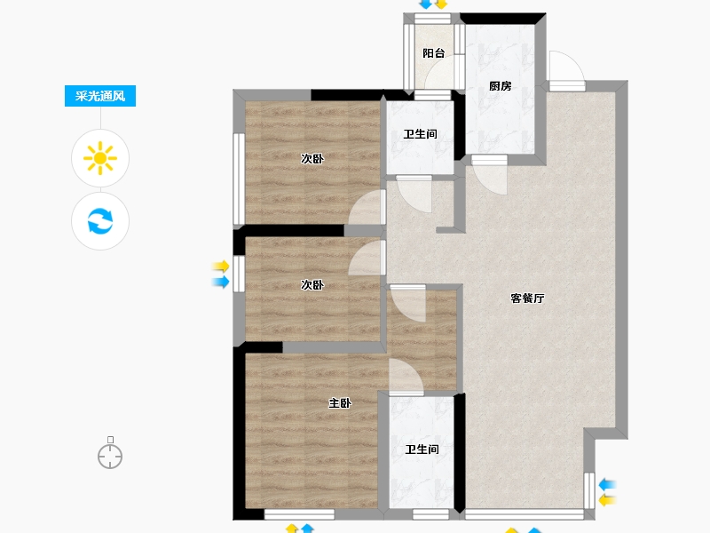 四川省-内江市-万为 江南里-73.16-户型库-采光通风