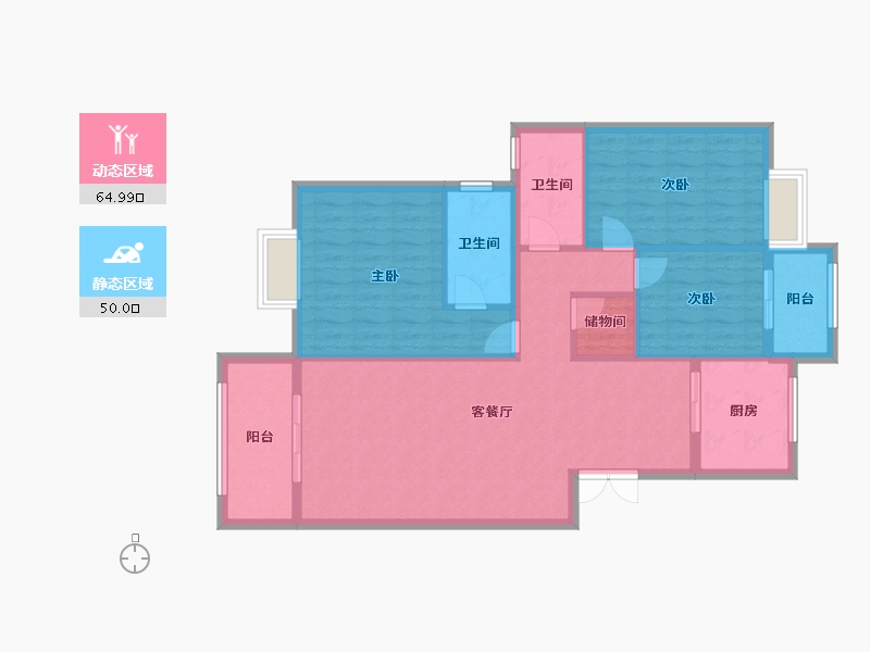 湖北省-宜昌市-城东花园-104.53-户型库-动静分区