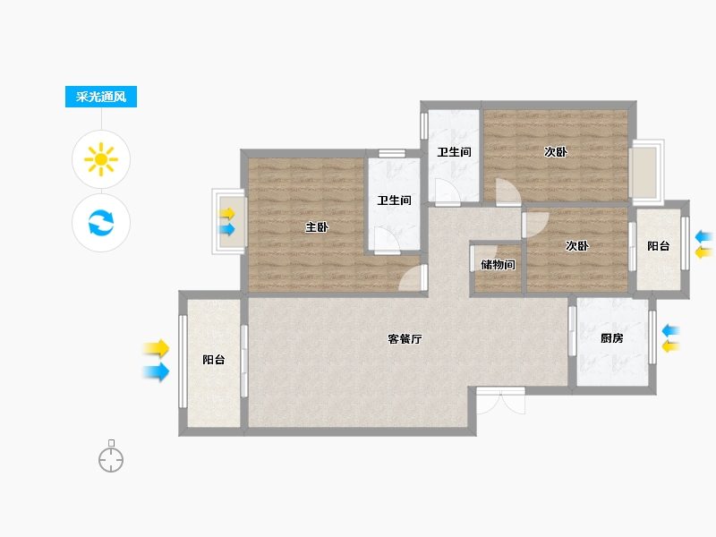 湖北省-宜昌市-城东花园-104.53-户型库-采光通风