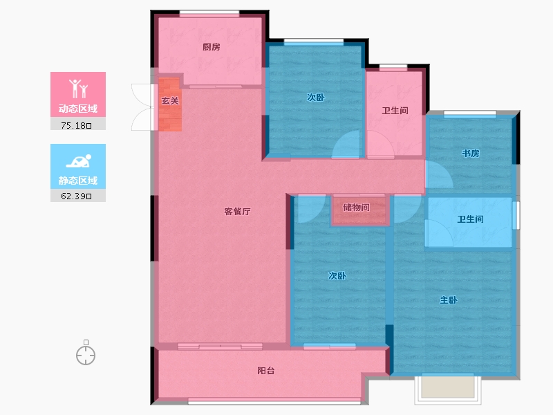 浙江省-台州市-台州沙门-125.01-户型库-动静分区