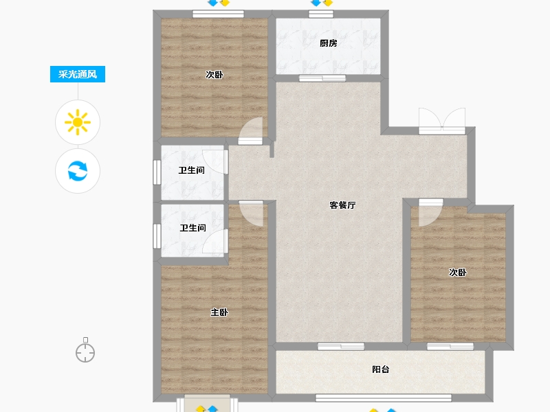 山东省-济南市-龙域天城-108.01-户型库-采光通风