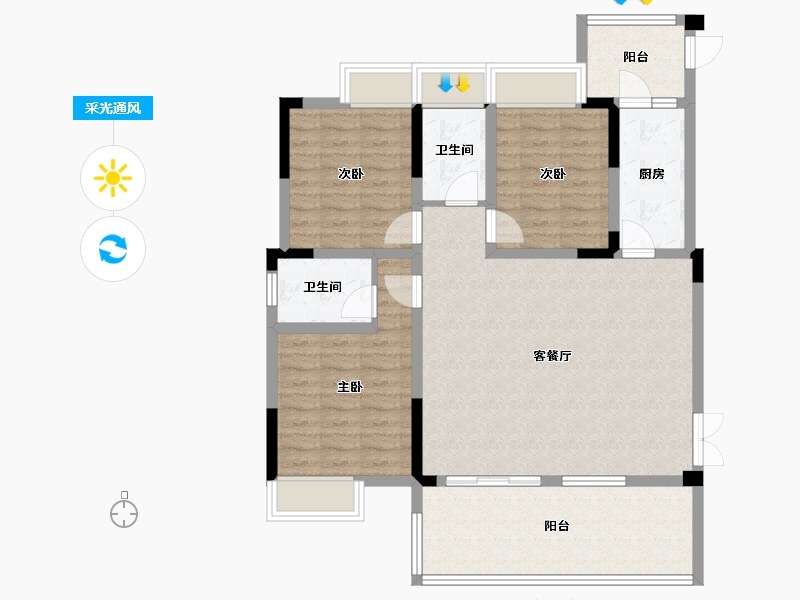 四川省-雅安市-凯悦天地-101.72-户型库-采光通风