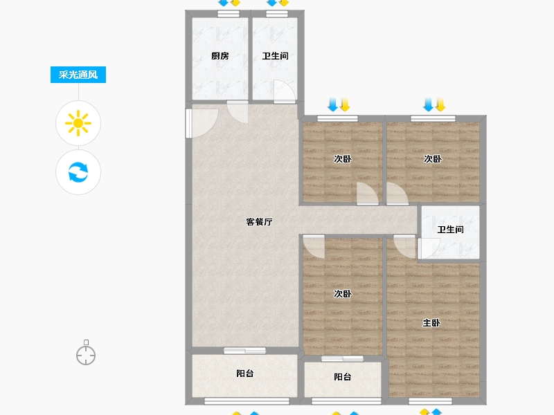 湖北省-仙桃市-春天桃花源-110.33-户型库-采光通风