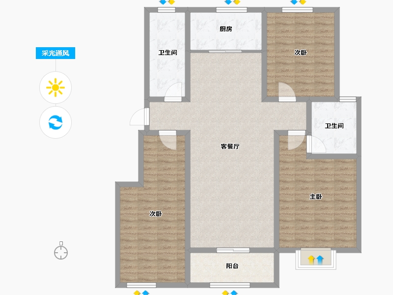 河南省-濮阳市-复兴时代-125.00-户型库-采光通风