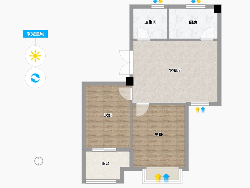 浙江省-宁波市-碧水莲晴-65.00-户型库-采光通风