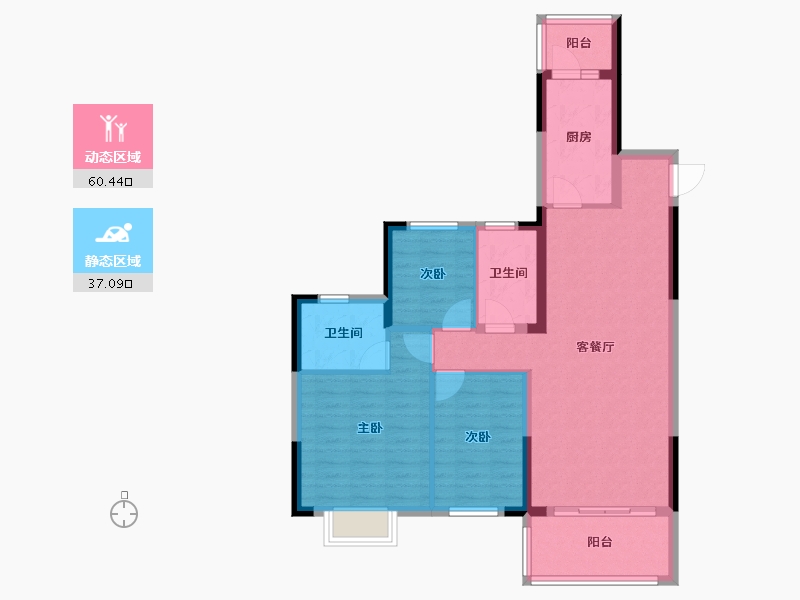 福建省-厦门市-恒大帝景-87.30-户型库-动静分区