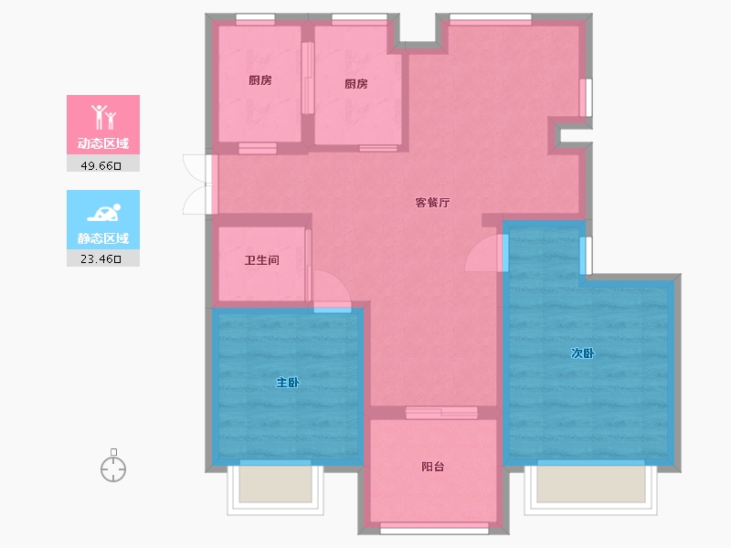 浙江省-温州市-乐清正大城-64.32-户型库-动静分区