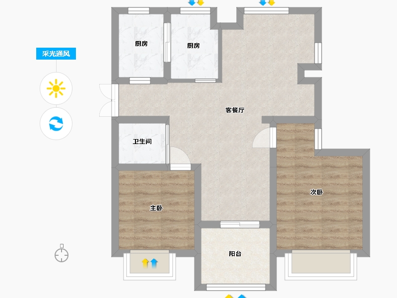 浙江省-温州市-乐清正大城-64.32-户型库-采光通风