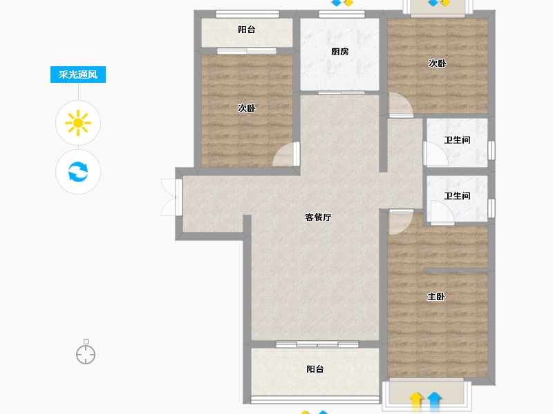 陕西省-渭南市-羲和公馆-97.72-户型库-采光通风