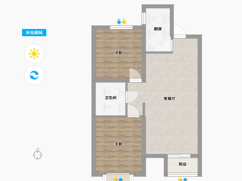 山西省-太原市-逍邦Art Life-58.69-户型库-采光通风