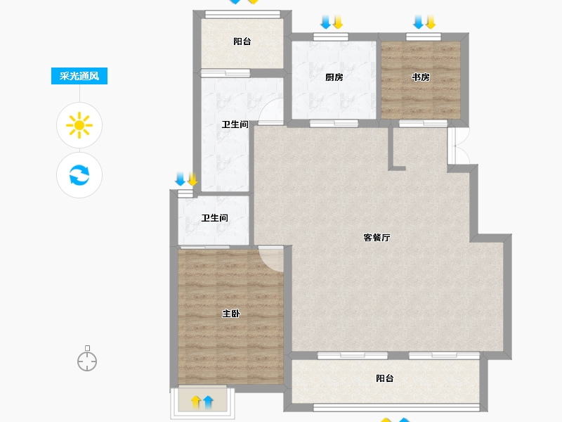 安徽省-合肥市-天下意境-96.00-户型库-采光通风