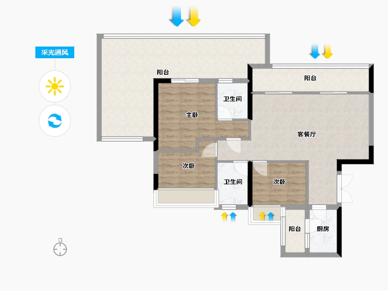 贵州省-贵阳市-中环国际阅湖-104.57-户型库-采光通风