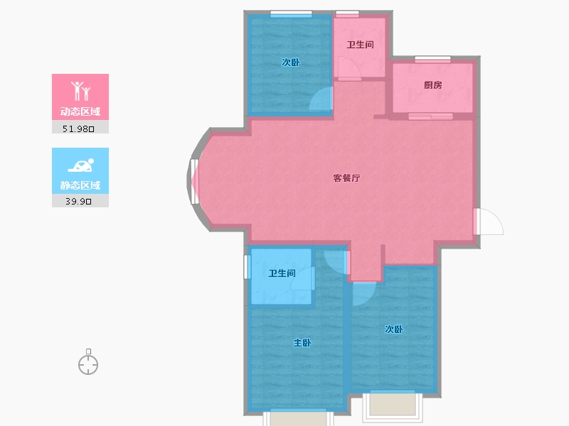 新疆维吾尔自治区-乌鲁木齐市-牡丹花园-82.89-户型库-动静分区