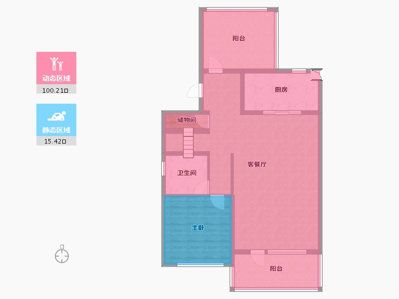 辽宁省-大连市-大连龙湖云峰原著云峰府-103.97-户型库-动静分区