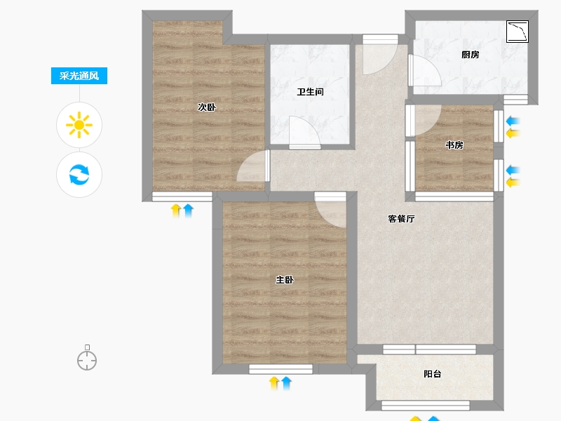 河北省-保定市-鸿坤理想湾-62.08-户型库-采光通风