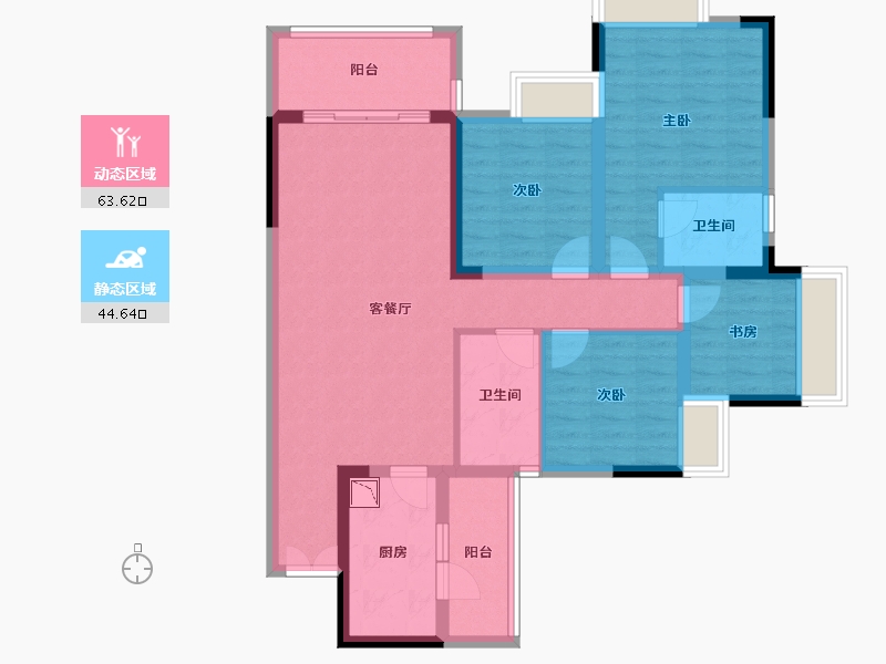 重庆-重庆市-綦江康德城-95.46-户型库-动静分区