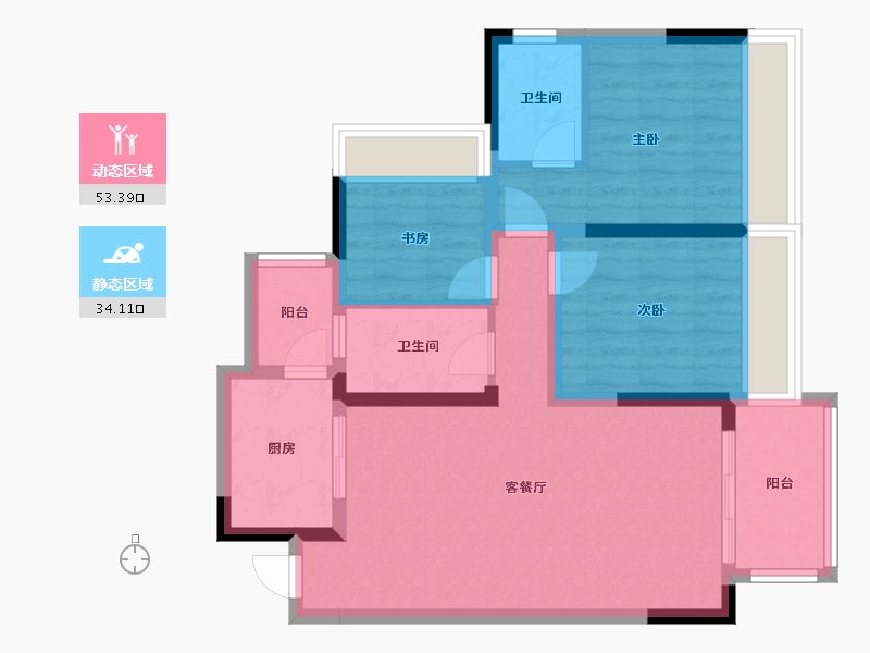 重庆-重庆市-渝能中央大道-77.29-户型库-动静分区