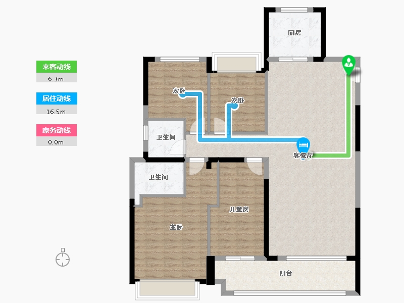 湖南省-长沙市-梅溪领峰-130.11-户型库-动静线