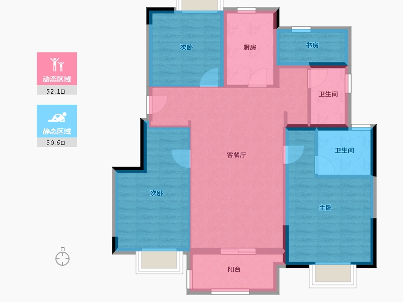 江苏省-苏州市-珑悦天境-91.35-户型库-动静分区