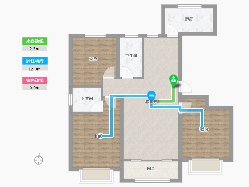 山东省-菏泽市-天华公馆-83.98-户型库-动静线