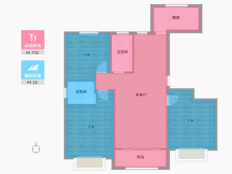 山东省-菏泽市-天华公馆-83.98-户型库-动静分区