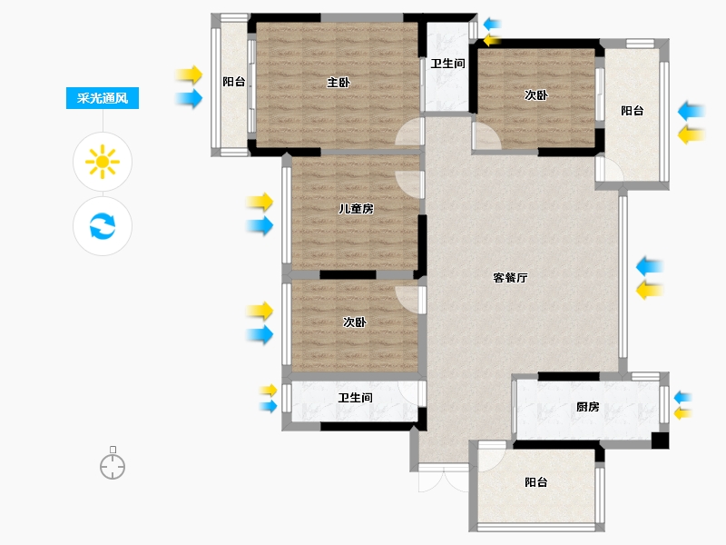 广西壮族自治区-柳州市-万和・新希望-121.40-户型库-采光通风