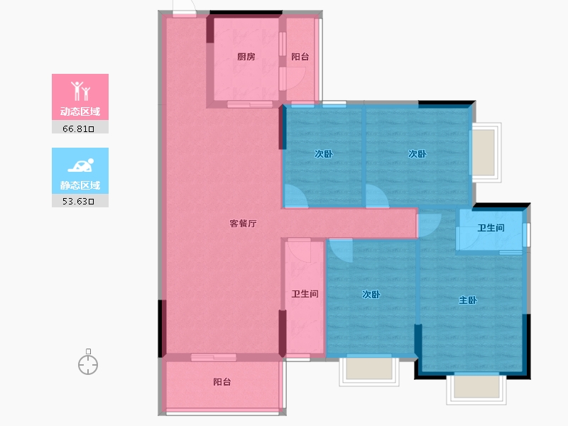 广东省-湛江市-青桂园1-2栋06户型-108.47-户型库-动静分区