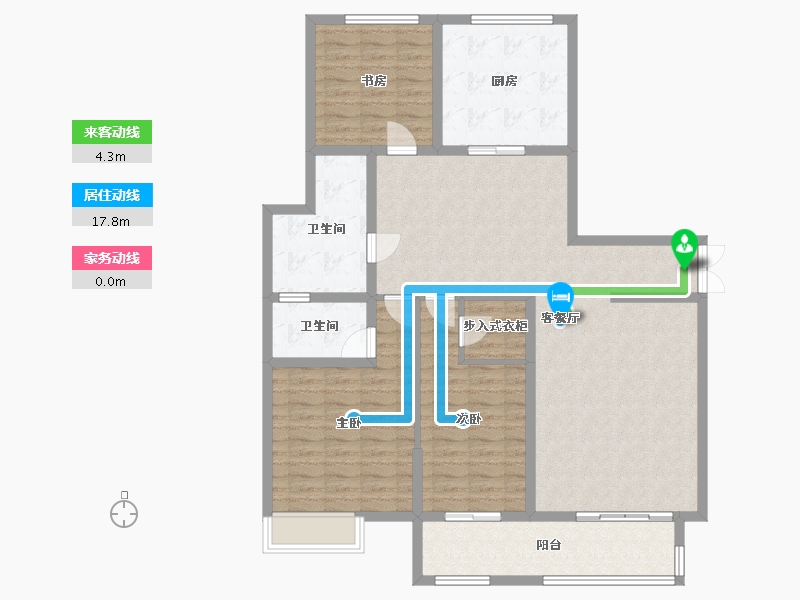 山东省-烟台市-鹿鸣小区-123.39-户型库-动静线