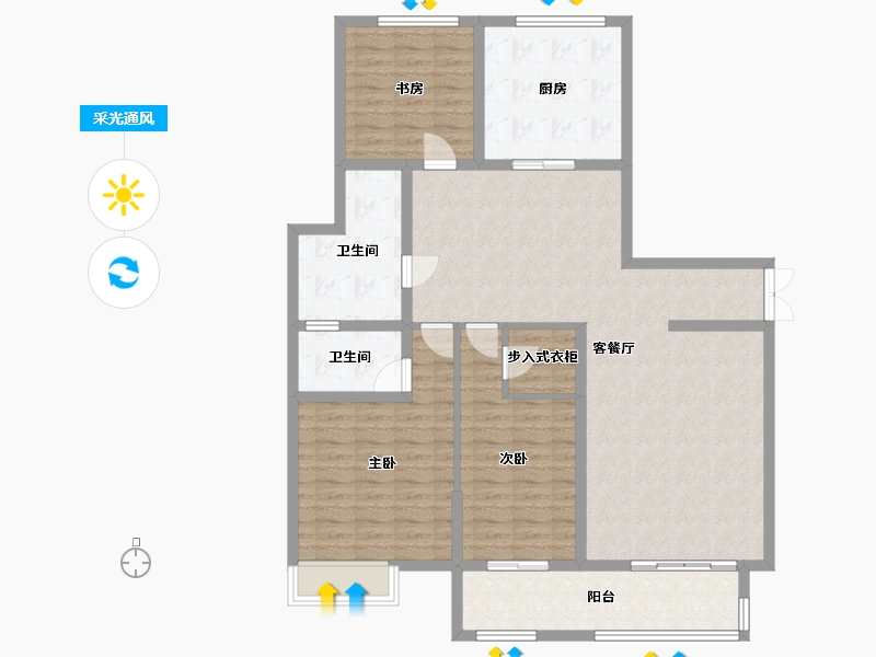 山东省-烟台市-鹿鸣小区-123.39-户型库-采光通风