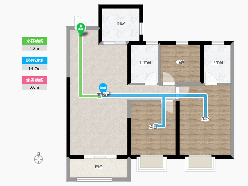 陕西省-西安市-华润曲江九里-85.30-户型库-动静线