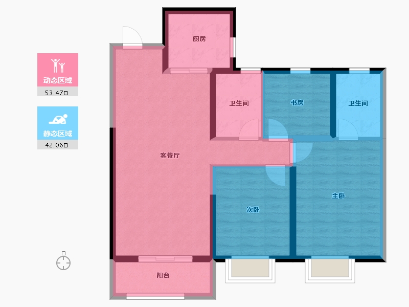 陕西省-西安市-华润曲江九里-85.30-户型库-动静分区