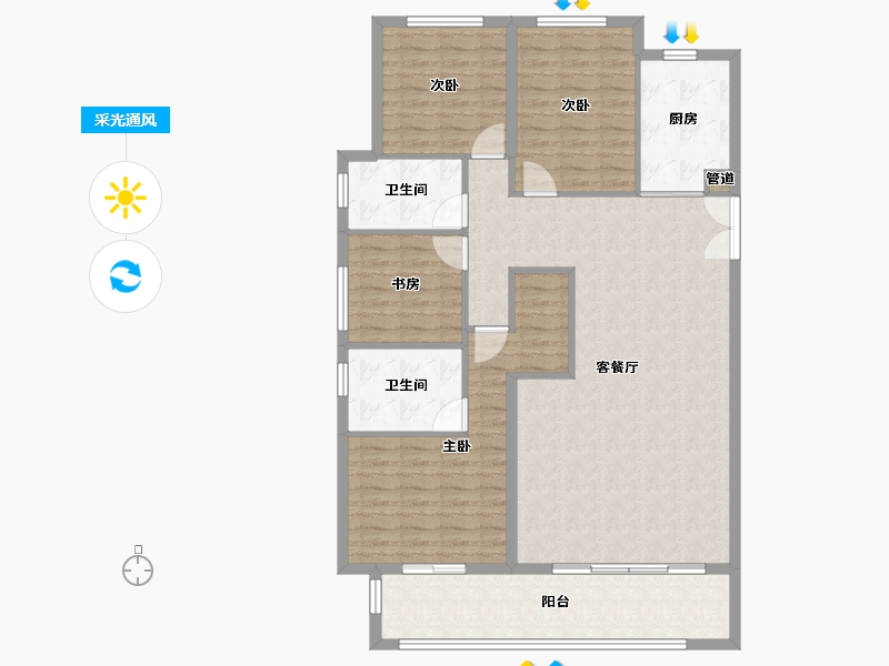 河南省-郑州市-青云筑-120.40-户型库-采光通风